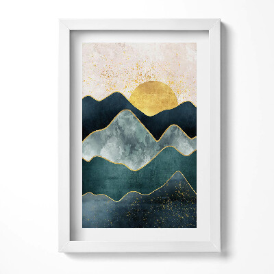Keretezett kép Absztrakt hegyek és nap