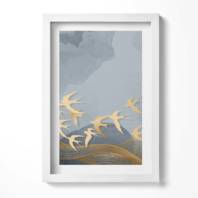 Keretezett kép Absztrakt madármotívum arany színben