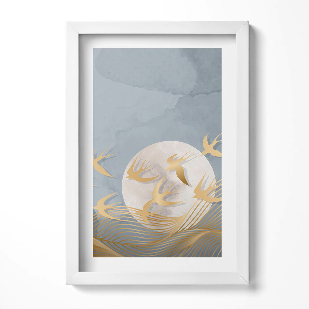 Keretezett kép Madarak a telihold körül