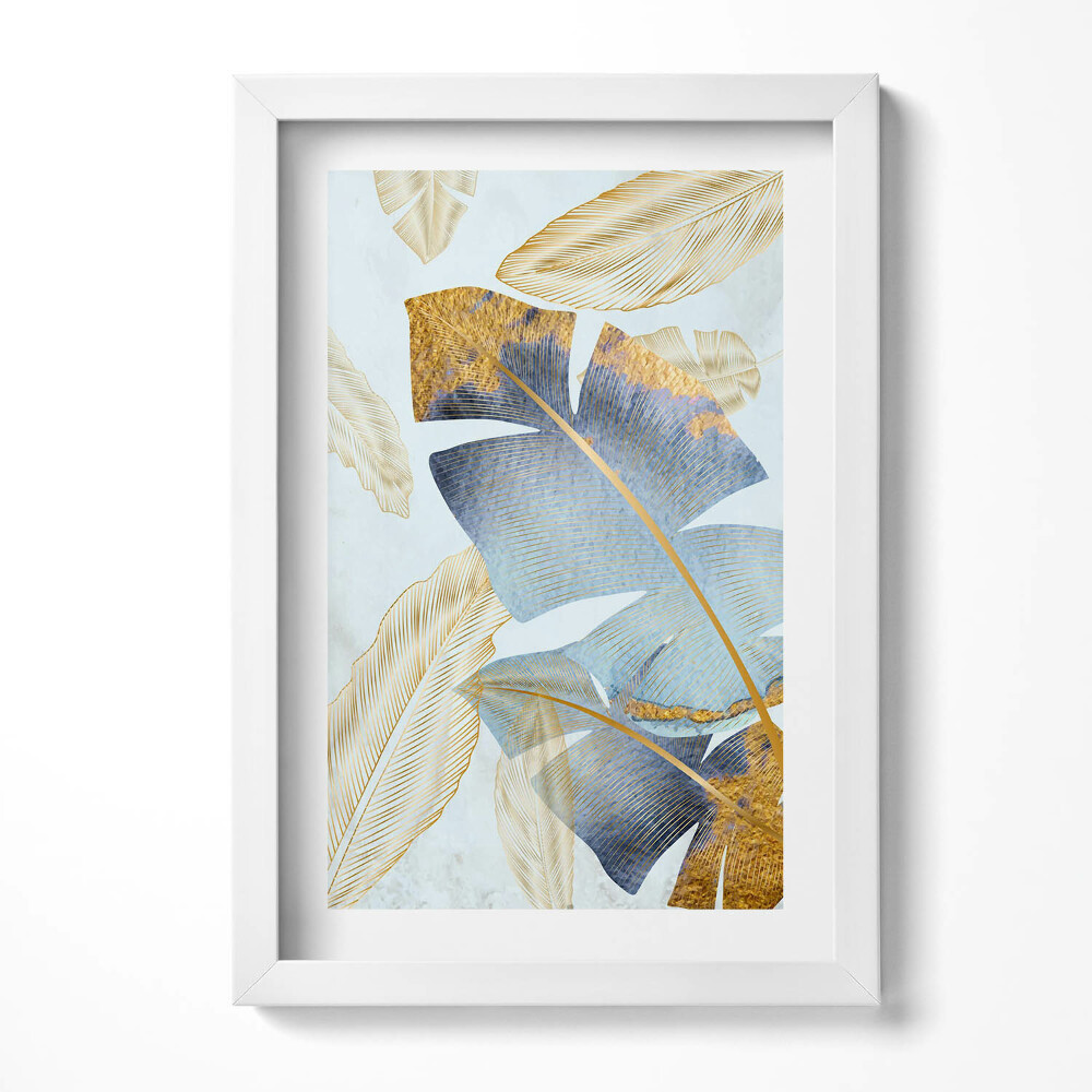 Keretezett kép Aranyozott levelek és kék árnyalatok