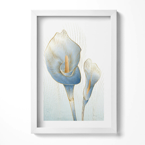 Keretezett kép Absztrakt virágmotívum arany és kék színekben