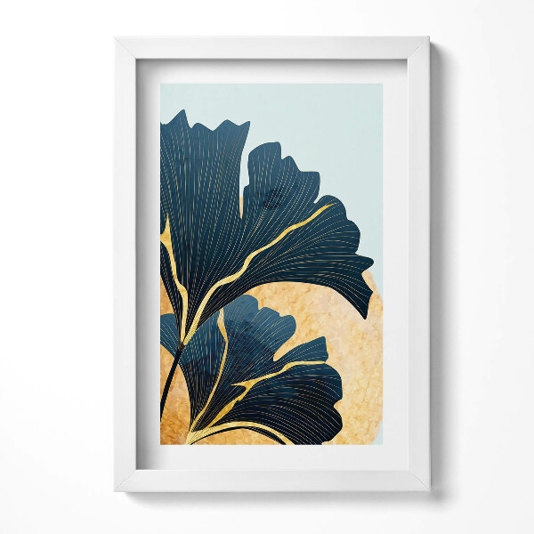 Keretezett kép Zöld levélmotívum arany háttérrel
