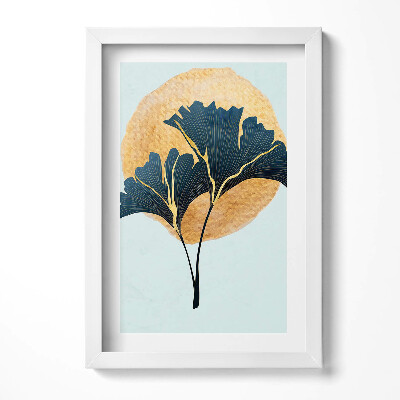 Keretezett kép Zöld levelek sárga háttér