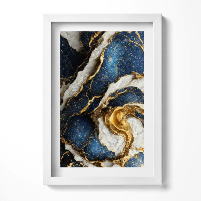 Keretezett kép Kék és arany márvány mintázat