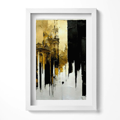 Keretezett kép Absztrakt épületmotívum arany és fekete színekben