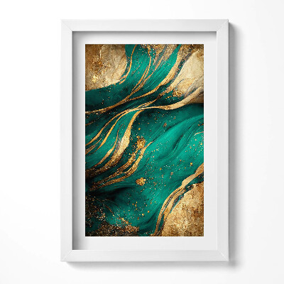 Keretezett kép Absztrakt zöld és arany mintázat