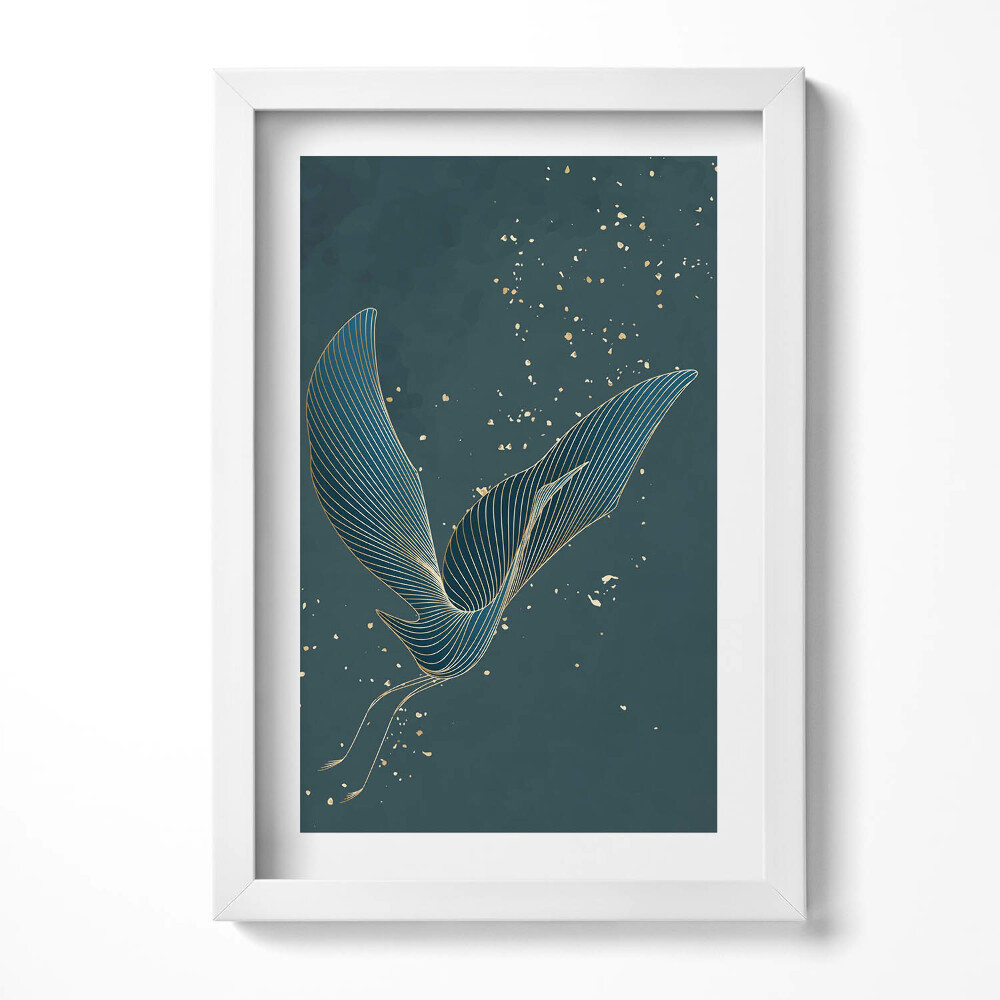 Keretezett kép Absztrakt madárformák arany vonalak