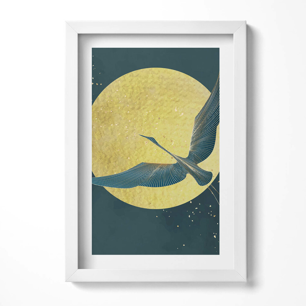 Keretezett kép Elegáns madár a telihold előtt