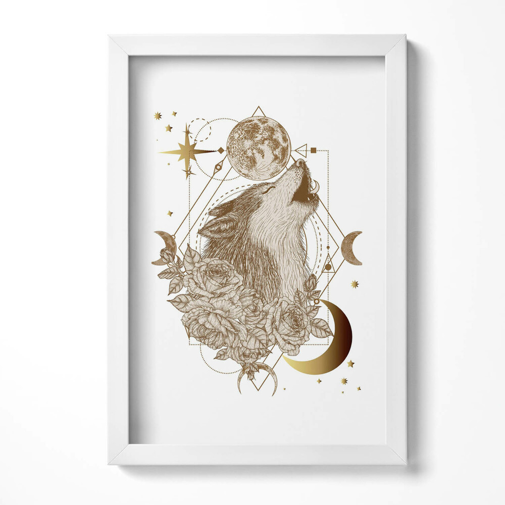 Keretezett kép Farkas rózsák hold csillagok