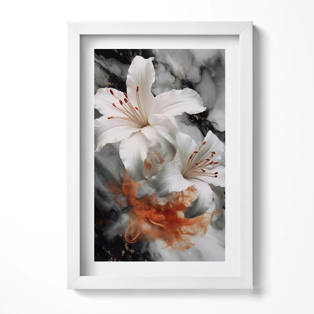 Keretezett kép Fehér virágok absztrakt háttérrel