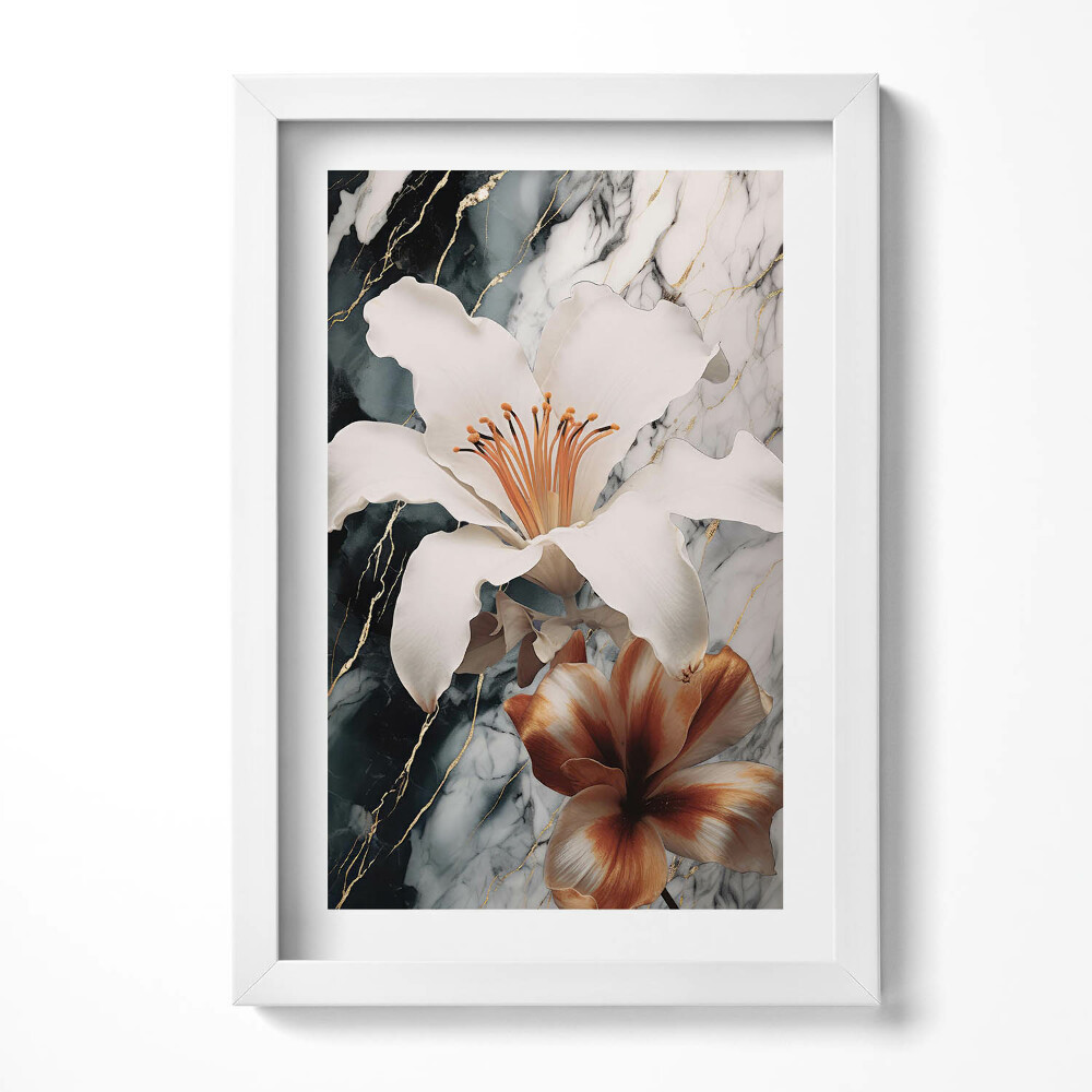Keretezett kép Virágok és márvány mintázat