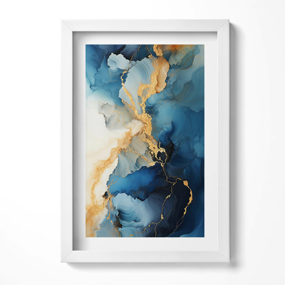 Keretezett kép Absztrakt kék és arany mintázat