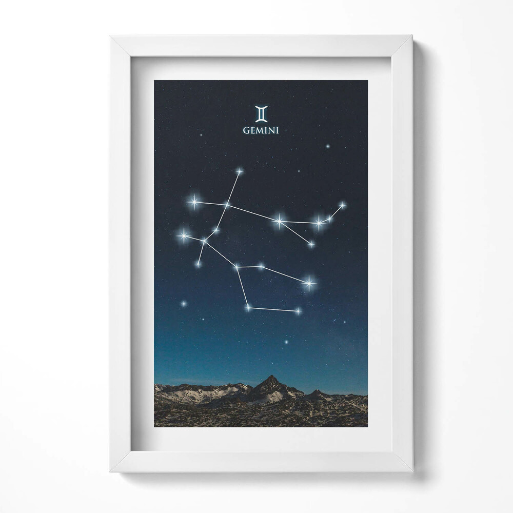 Keretezett kép Ikrek csillagkép éjszakai háttérrel