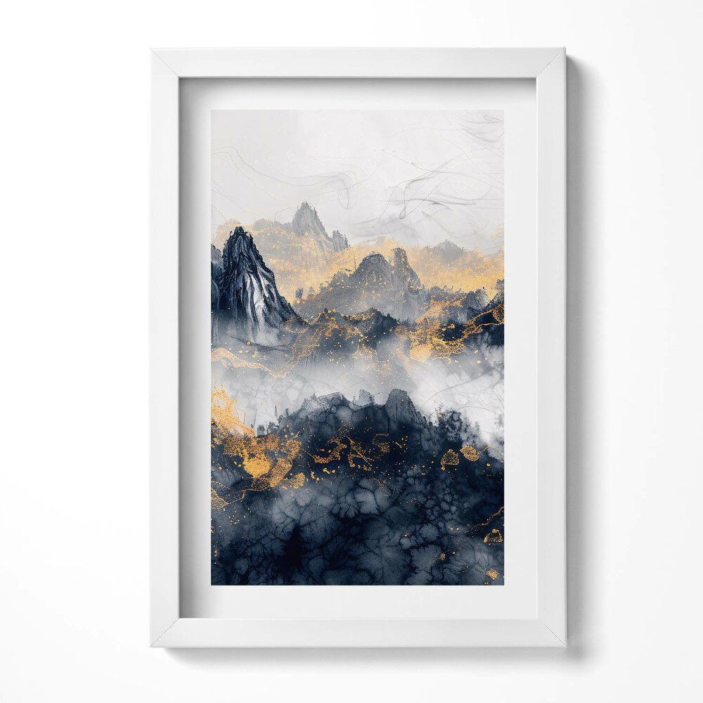 Keretezett kép Absztrakt hegyek arany részletekkel