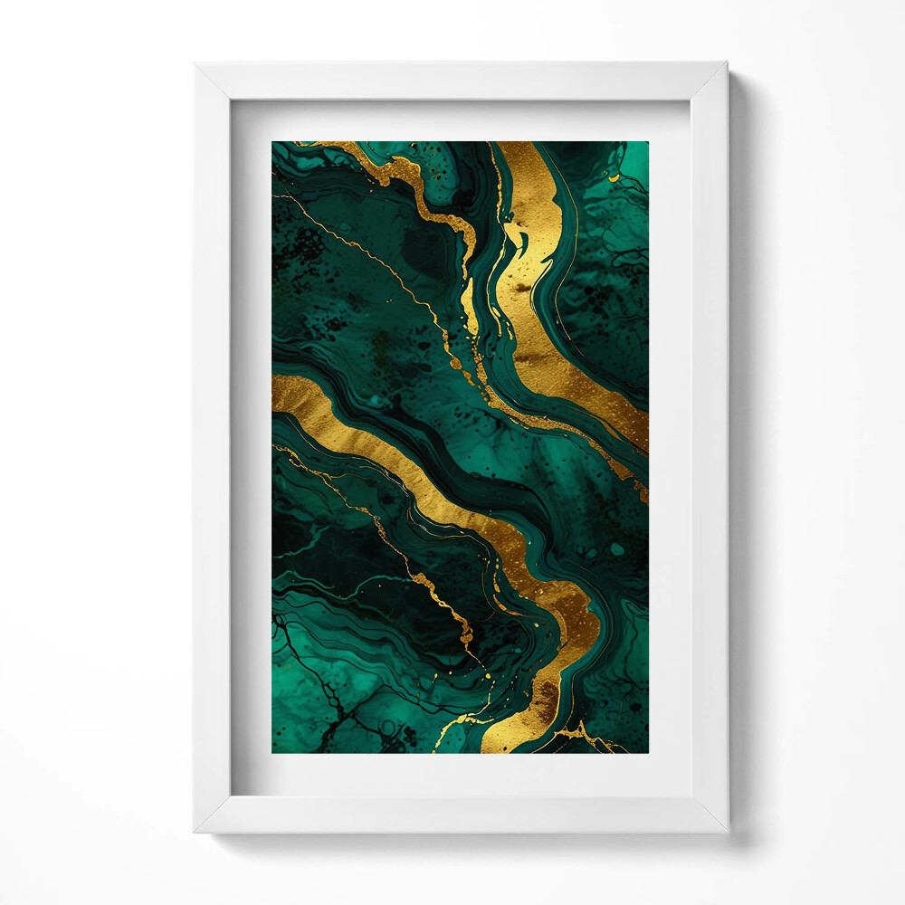 Keretezett kép Zöld és arany absztrakt mintázat