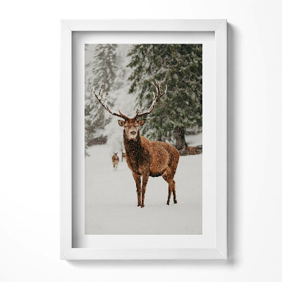 Keretezett kép Szarvas hóesésben