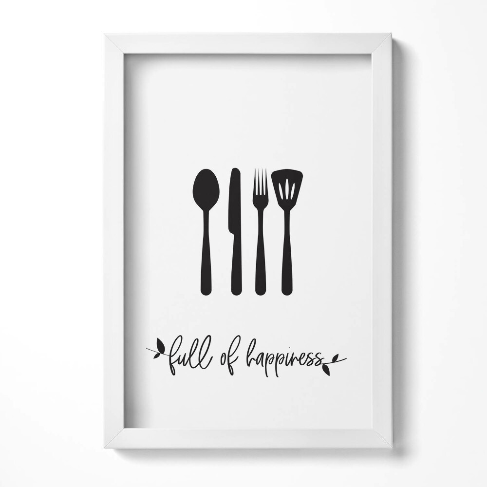 Keretezett kép Evőeszközök siluettje boldogság üzenet