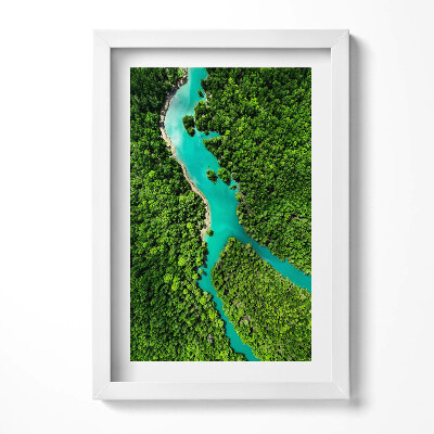 Keretezett kép Zöld erdő és kék folyó