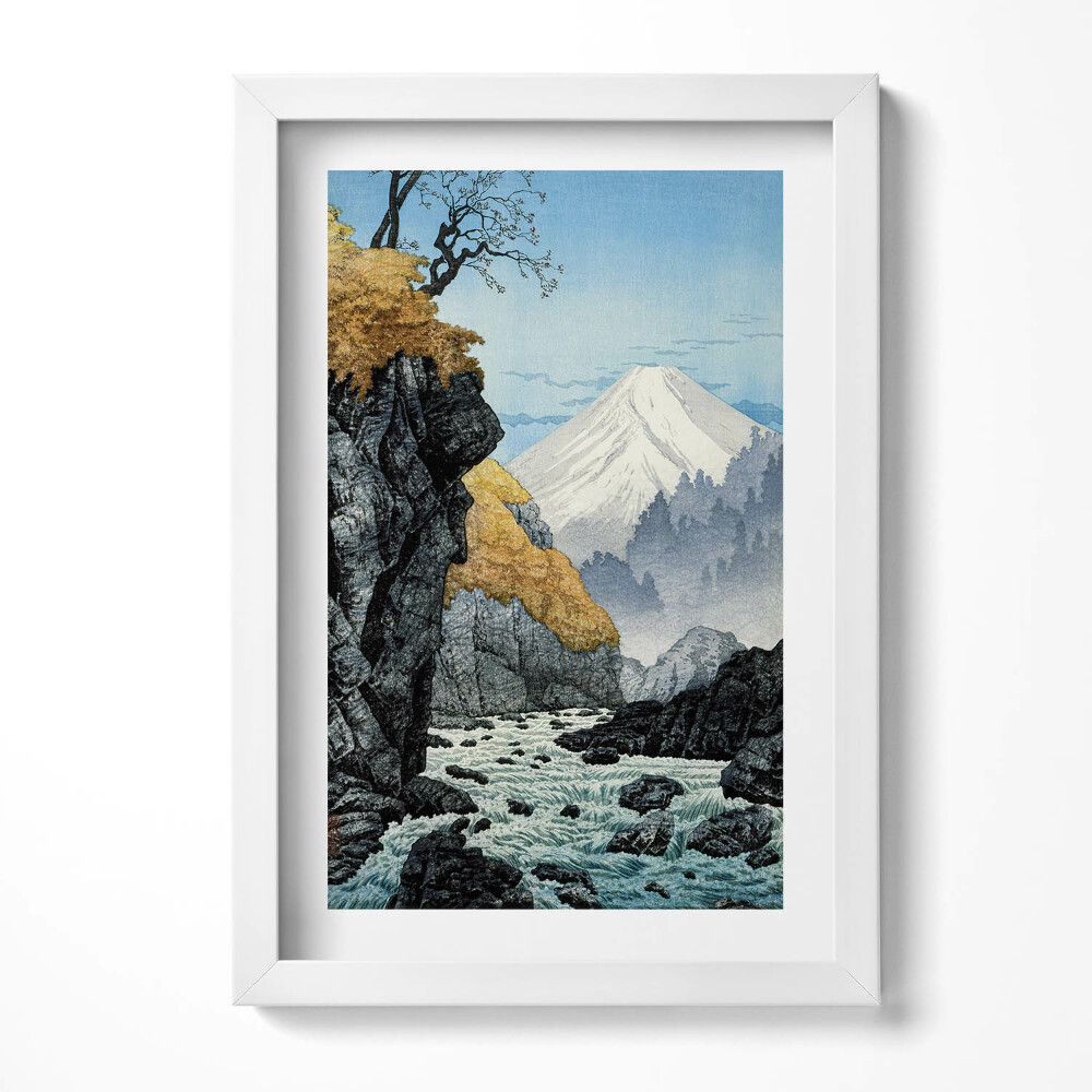 Keretezett kép Hegyek és folyó tájképe