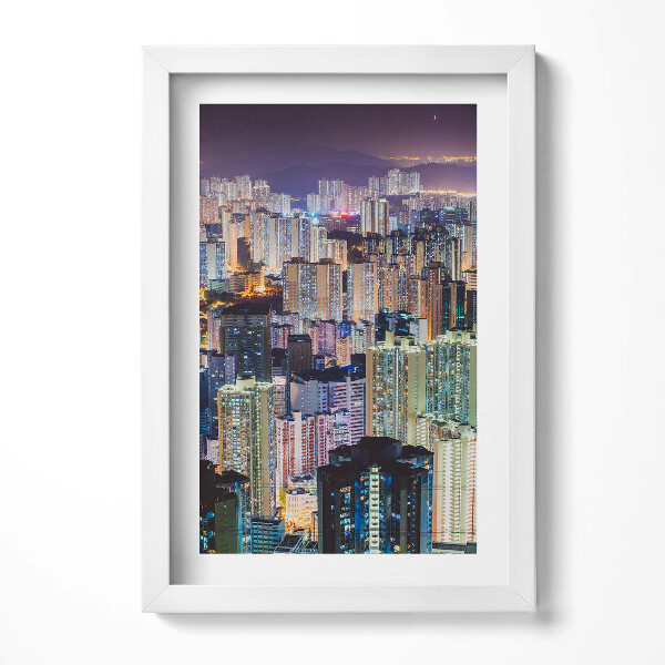 Keretezett kép Éjjeli városi táj fényekkel teli