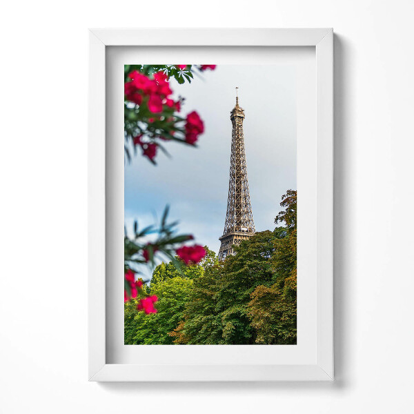 Keretezett kép Eiffel-torony virágos háttérrel