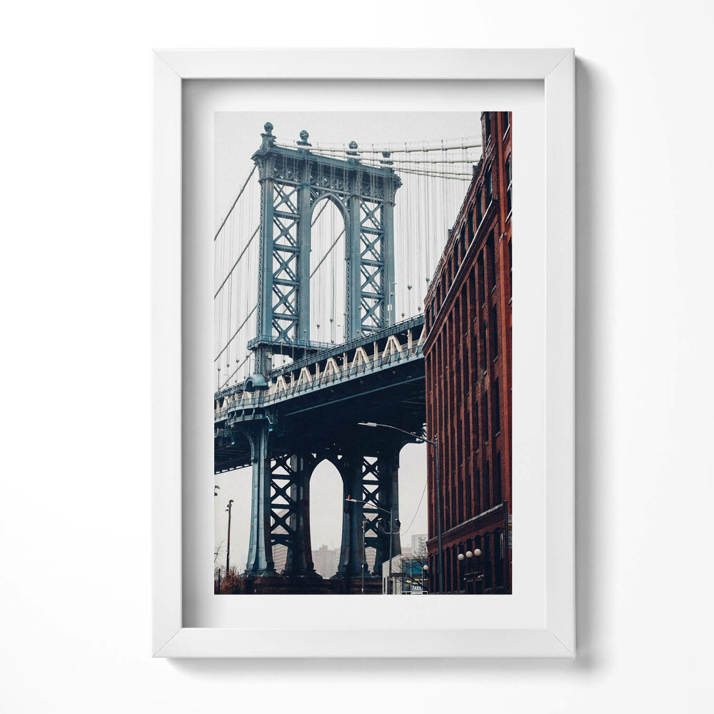 Keretezett kép Brooklyni híd és városi épületek