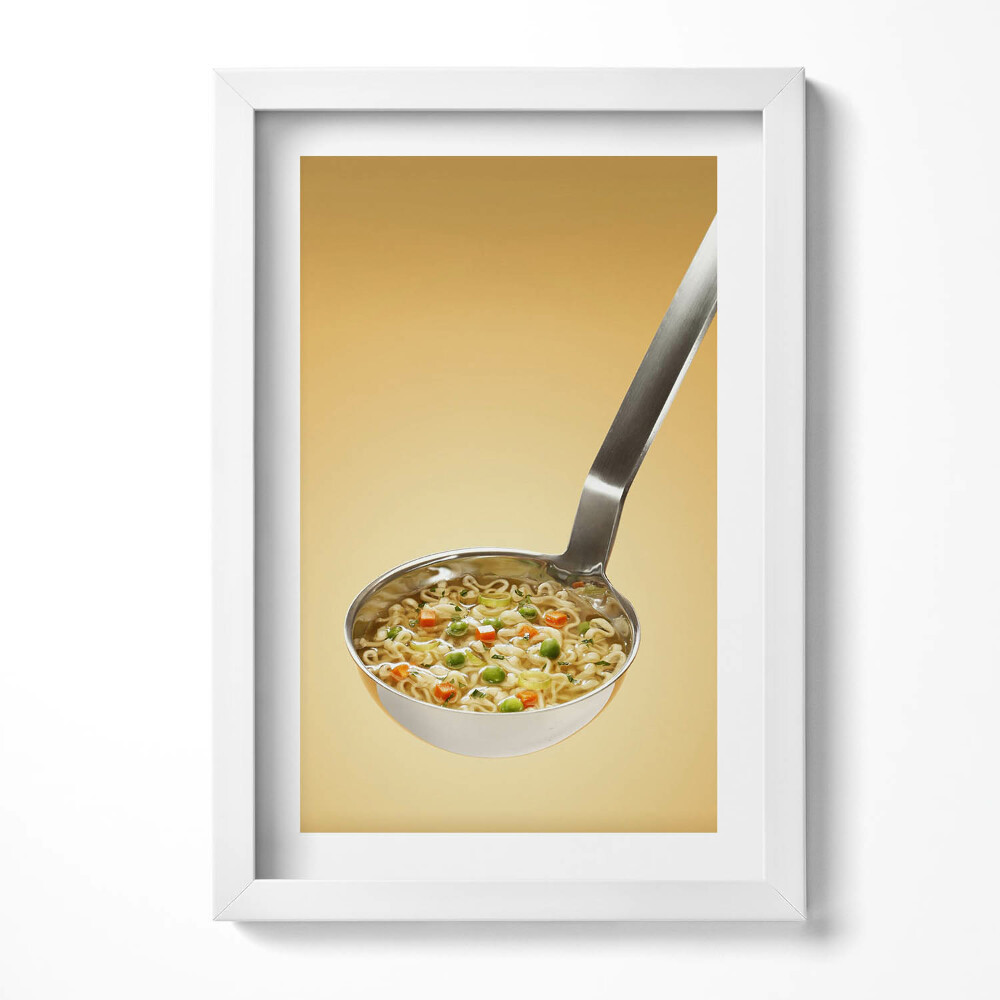 Keretezett kép Leveses merőkanál tálcán