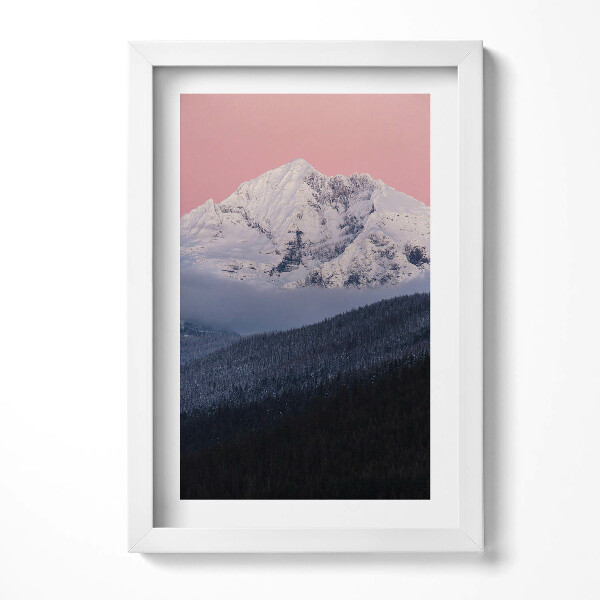 Keretezett kép Hegyek rózsaszín háttérrel