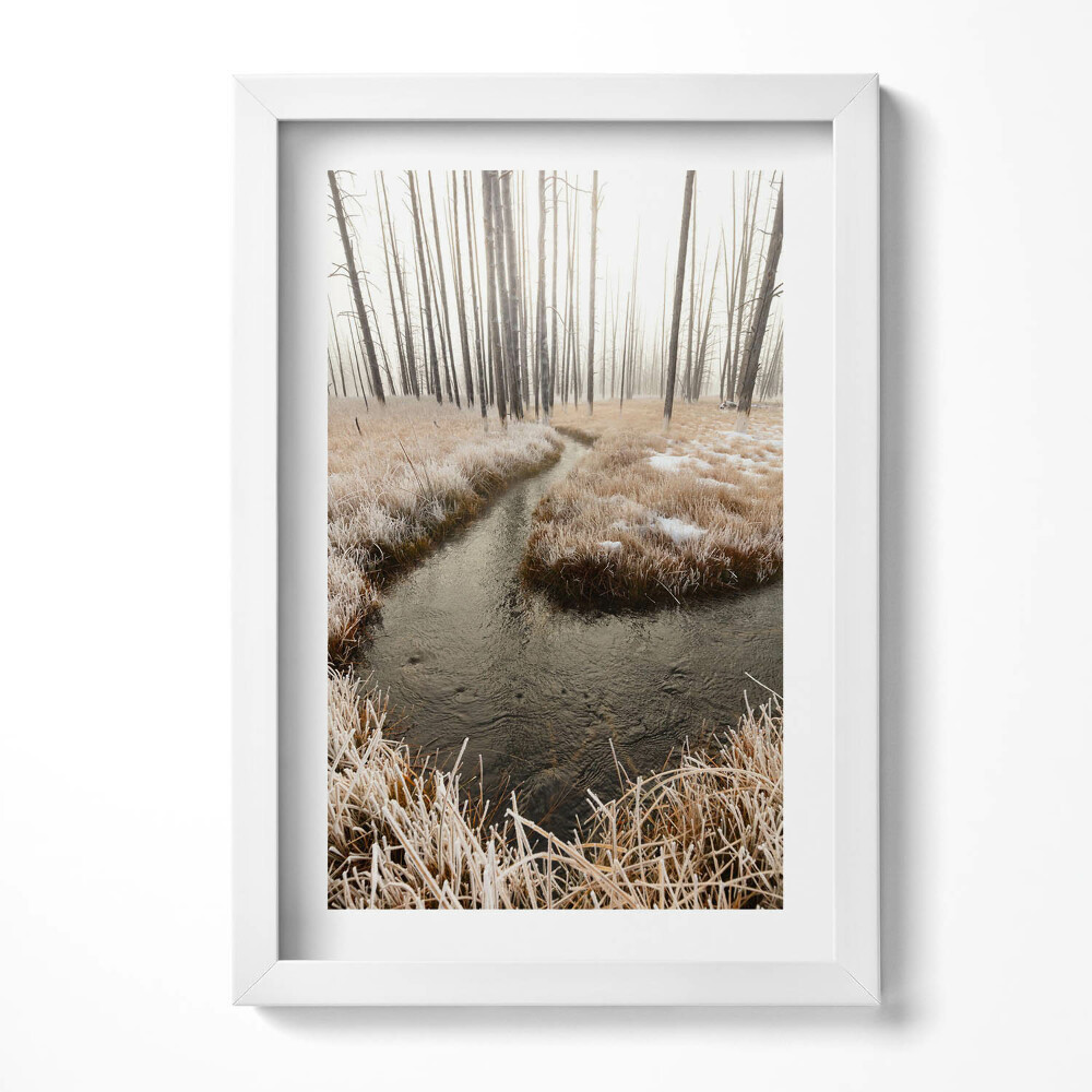 Keretezett kép Fagyos táj vízfolyás fák