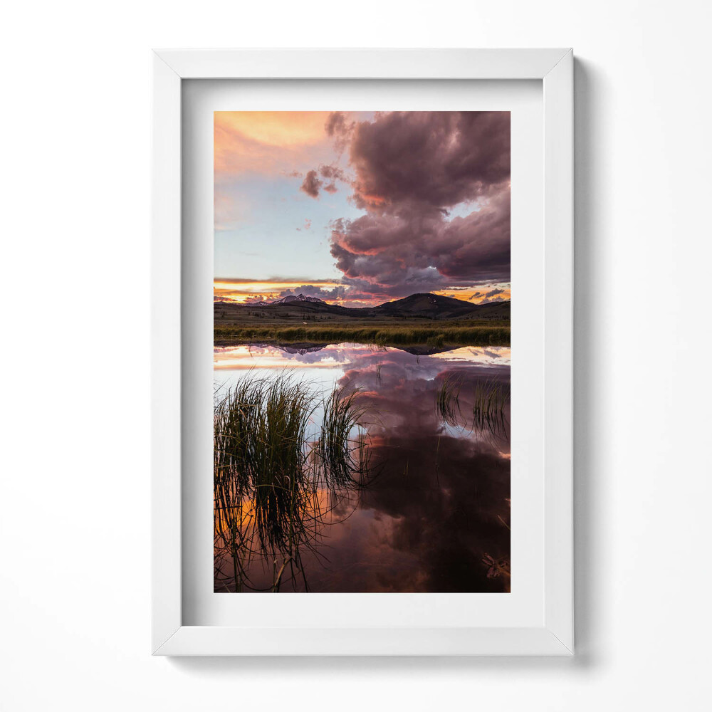 Keretezett kép Tóparti naplemente felhőkkel