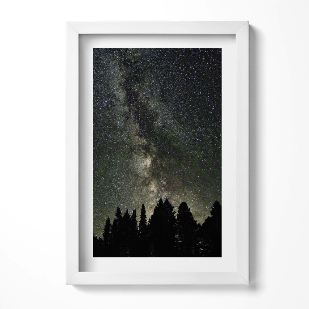 Keretezett kép Csillagos égbolt erdősilhuettel