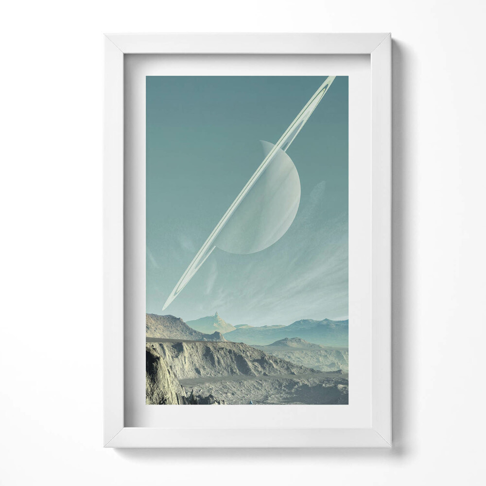 Keretezett kép Bolygók és hegyek tája