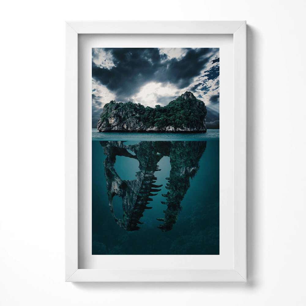 Keretezett kép Szikla és koponya tükörképe