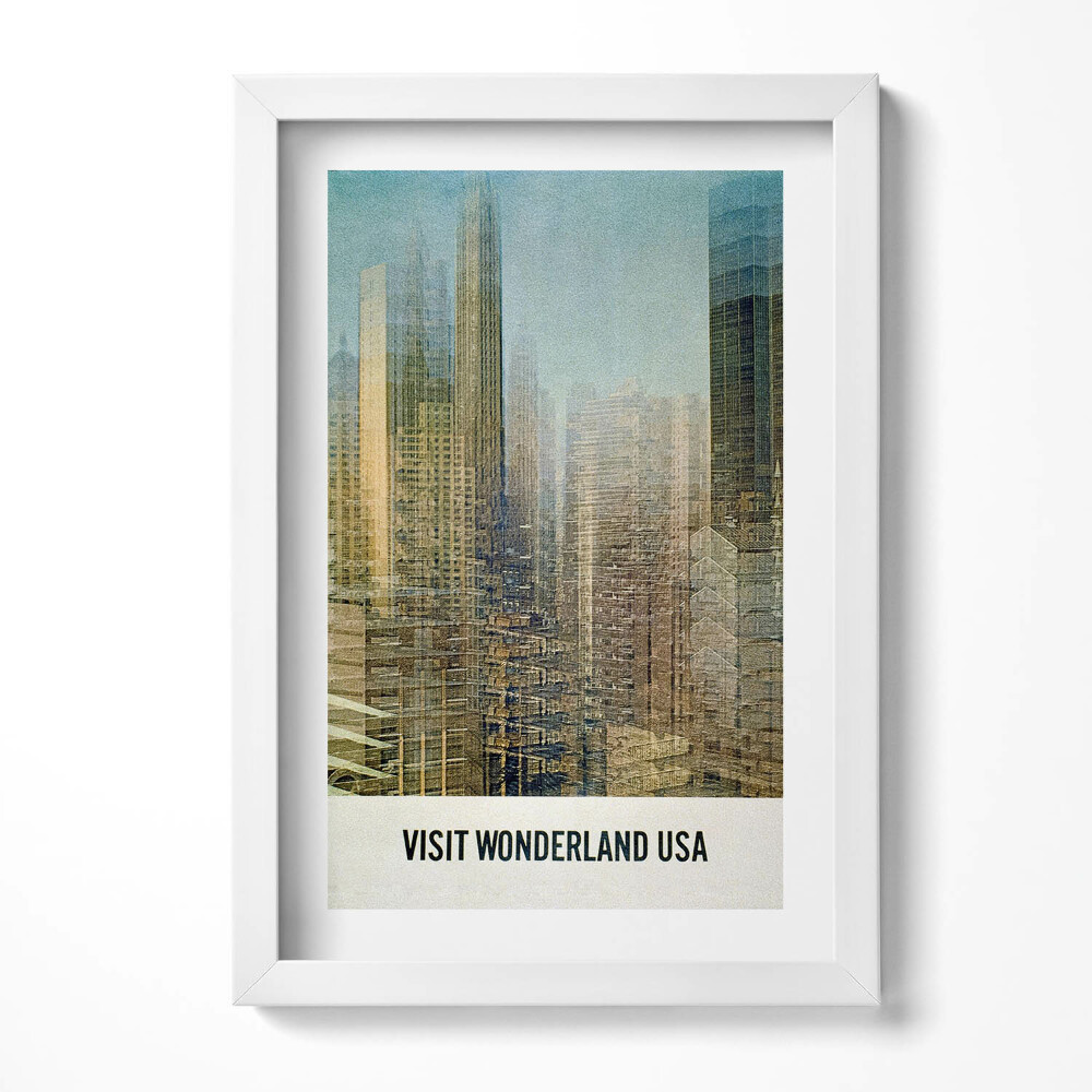 Keretezett kép Futurista városkép utazási poszter