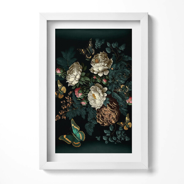 Keretezett kép Virágok és pillangók