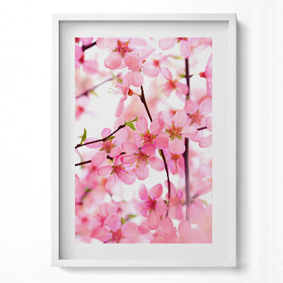 Függőleges kép keretben Rózsaszín virágok ága