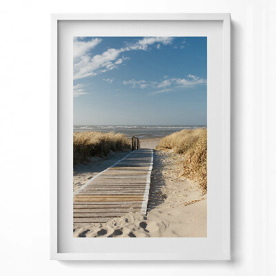 Függőleges kép keretben Tengerparti stég a homokdűnék között