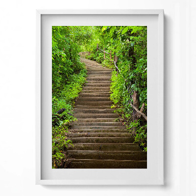 Függőleges kép keretben Zöldellő lépcsősor természetben