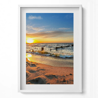 Függőleges kép keretben Naplemente a tengerparton