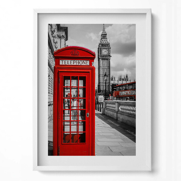 Függőleges kép keretben Piros telefonfülke és Big Ben