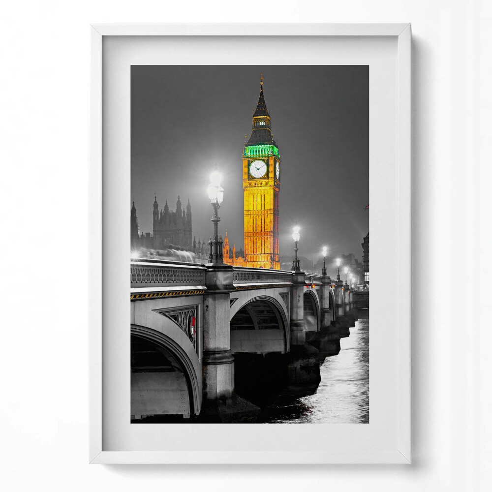 Függőleges kép keretben Big Ben és a Westminster-híd