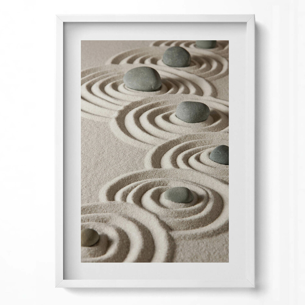 Függőleges kép keretben Kavicsok és hullámok homokban