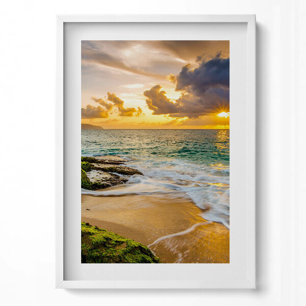 Függőleges kép keretben Tengerparti naplemente