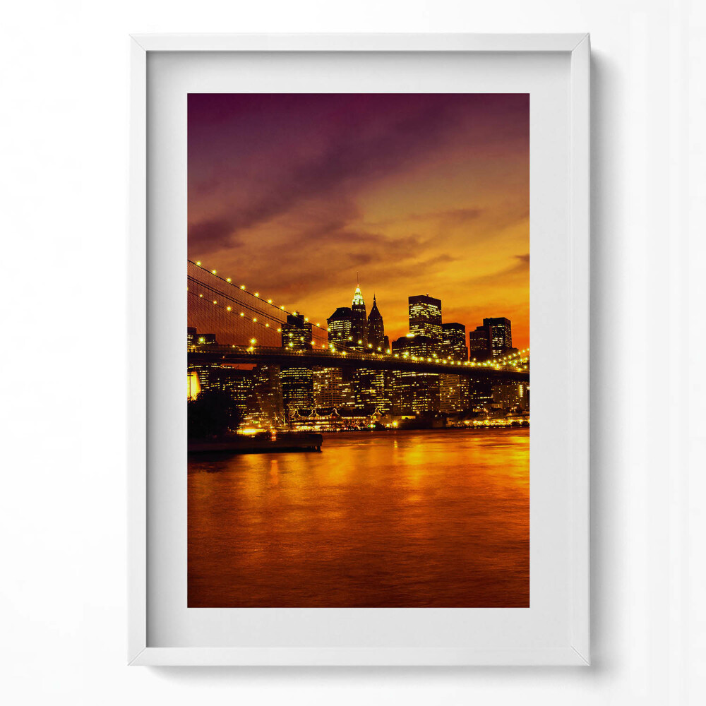 Függőleges kép keretben Naplemente a város felett