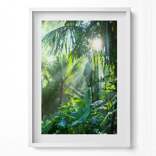 Függőleges kép keretben Zöld trópusi növényzet napfény