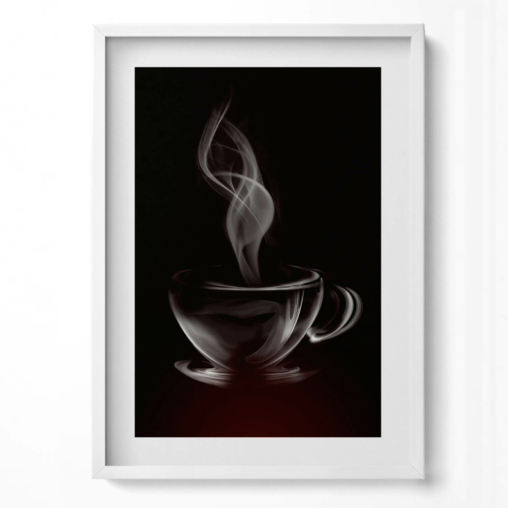 Függőleges kép keretben Füstölgő kávéscsésze