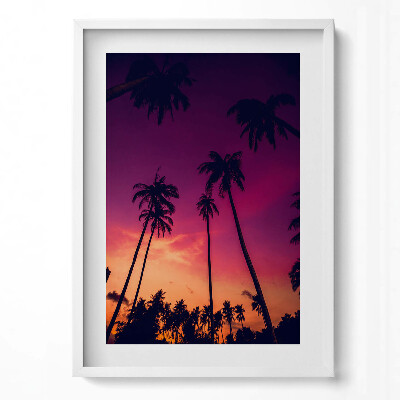 Függőleges kép keretben Pálmafák naplementében