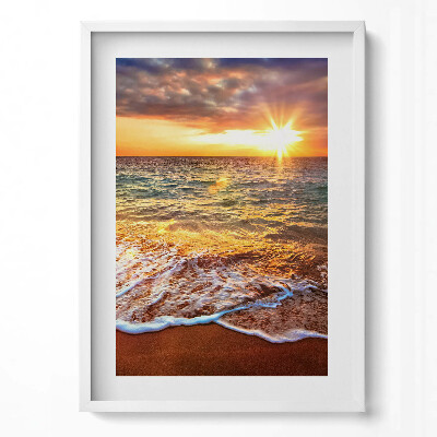 Függőleges kép keretben Naplemente a tengerparton