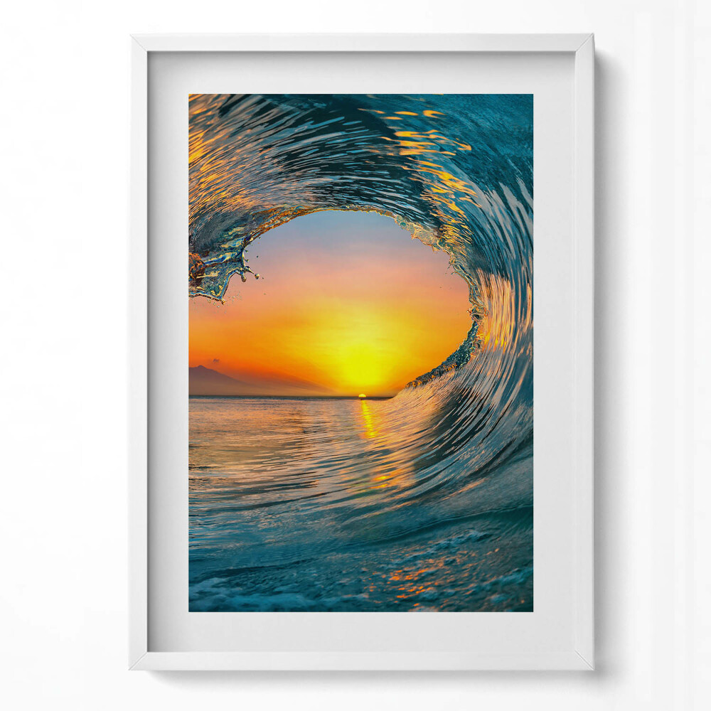 Függőleges kép keretben Hullám és naplemente