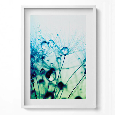 Függőleges kép keretben Vizes cseppek és növényi motívum